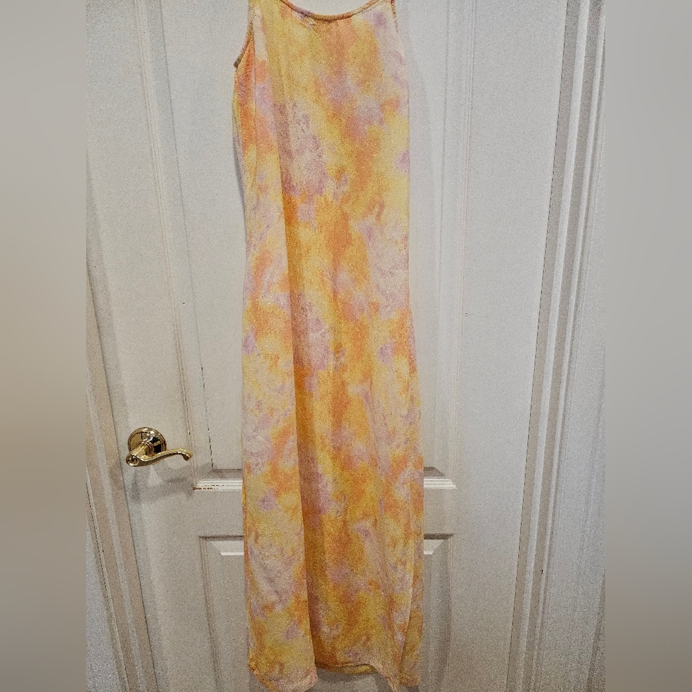 Style & Co Yellow and Pink Tie-Dye Maxi Dress Size M - Picture 7 of 11